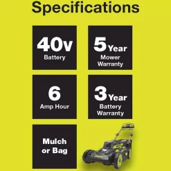 Hot Sale 🛒 Lawn Mowers RYOBI 20 In. 40-Volt Brushless Lithium-Ion Cordless Walk Behind Self-Propelled Mower & Trimmer W/6.0 Ah Battery & Charger 🥰 -Outdoors Sales unnamed file 1221
