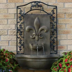 Brand new 🧨 Outdoor Decor Sunnydaze Decor French Lily Resin Florentine Stone Solar Outdoor Wall Fountain 🥰 -Outdoors Sales unnamed file 199