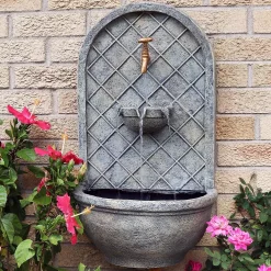 Brand new 🧨 Outdoor Decor Sunnydaze Decor Messina Resin French Limestone Solar Outdoor Wall Fountain 🛒 -Outdoors Sales unnamed file 272