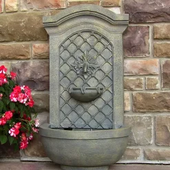 New 👍 Outdoor Decor Sunnydaze Decor Rosette Leaf French Limestone Electric Powered Outdoor Wall Fountain 😀 -Outdoors Sales unnamed file 389