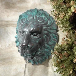 Promo 😉 Outdoor Decor Design Toscano 13 In. H Florentine Lion Head Bronze Wall Fountain 🥰 -Outdoors Sales unnamed file 64