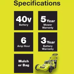 Cheap ✨ Lawn Mowers RYOBI 20 In. 40-Volt Brushless Lithium-Ion Cordless Battery Walk Behind Push Lawn Mower 6.0 Ah Battery/Charger Included ✔️ -Outdoors Sales unnamed file 947
