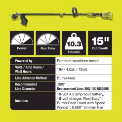 New ❤️ Trimmers RYOBI ONE+ 18-Volt Cordless Attachment Capable Brushless String Trimmer And Leaf Blower, 4.0 Ah Battery And Charger Included 😀 -Outdoors Sales unnamed file 2534