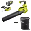 Discount 🎉 Leaf Blowers RYOBI 110 MPH 525 CFM 40-Volt Lithium-Ion Jet Fan Leaf Blower With Lawn And Leaf Bag – 4.0 Ah Battery And Charger Included 🤩