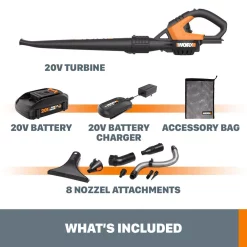 Budget 🧨 Leaf Blowers Worx POWER SHARE 20-Volt 120 MPH 80 CFM Cordless Battery Leaf Blower / Sweeper (2Ah Battery, Charger & Accessories Included) 🎁 -Outdoors Sales unnamed file 84